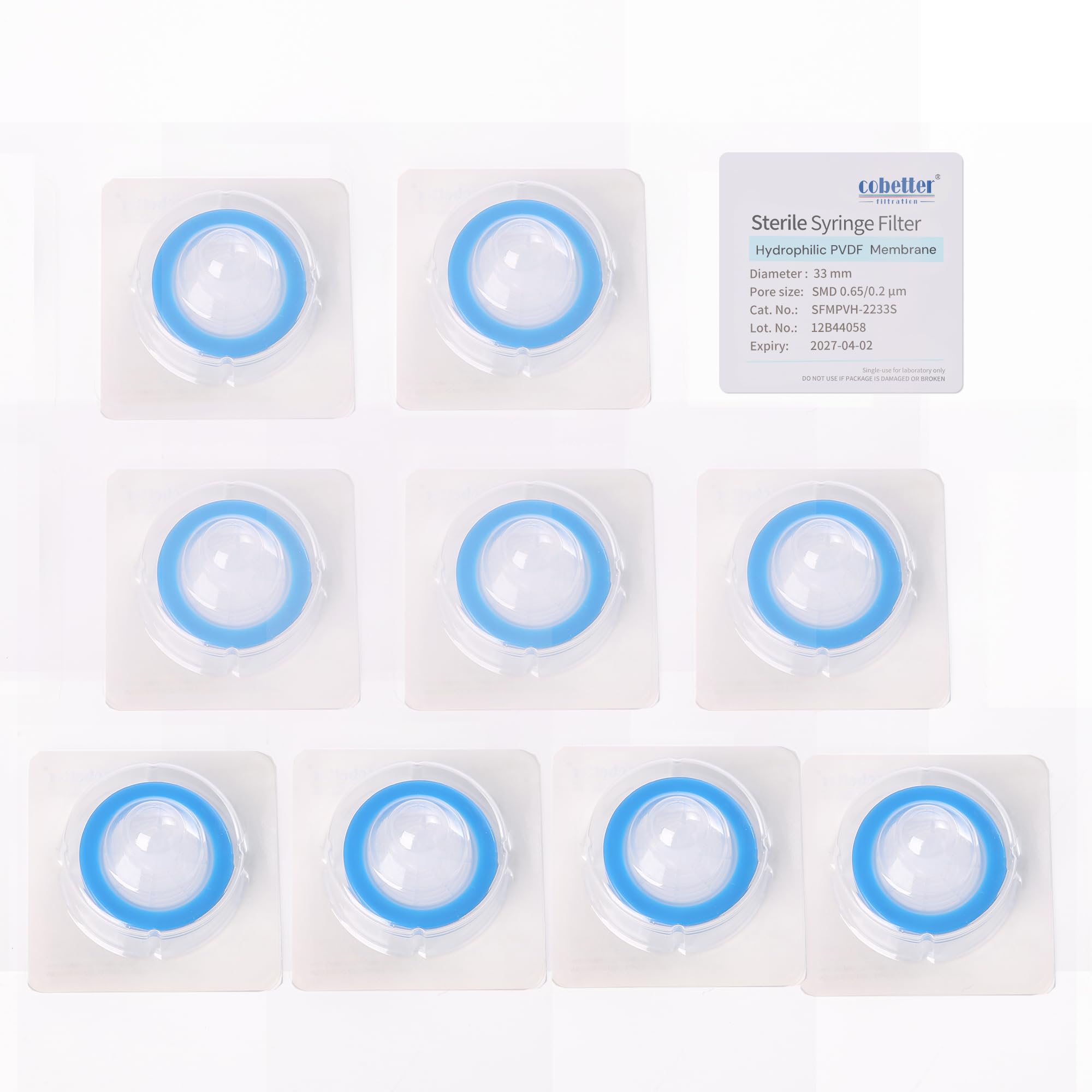COBETTER 10 pcs/PK Sterile Syringe Filter