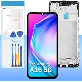 Screen Replacement for Samsung Galaxy A16 5G SM-A166B SM-A166P SM-A166E 6.7&ldquo; Incell LCD Display Touch Digitizer Glass Assembly - Black with Frame - Tools