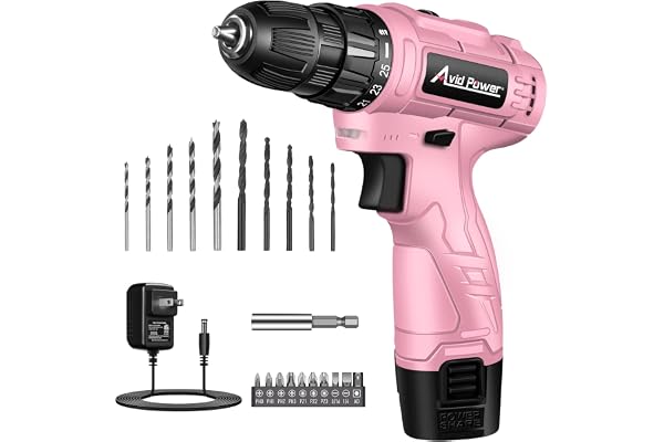 AVID POWER 12V Cordless Drill, 3/8-Inch Keyless Chuck, High-Speed 1400 RPM & 25+1 Torque Control, Electric Power Drill Kit wi