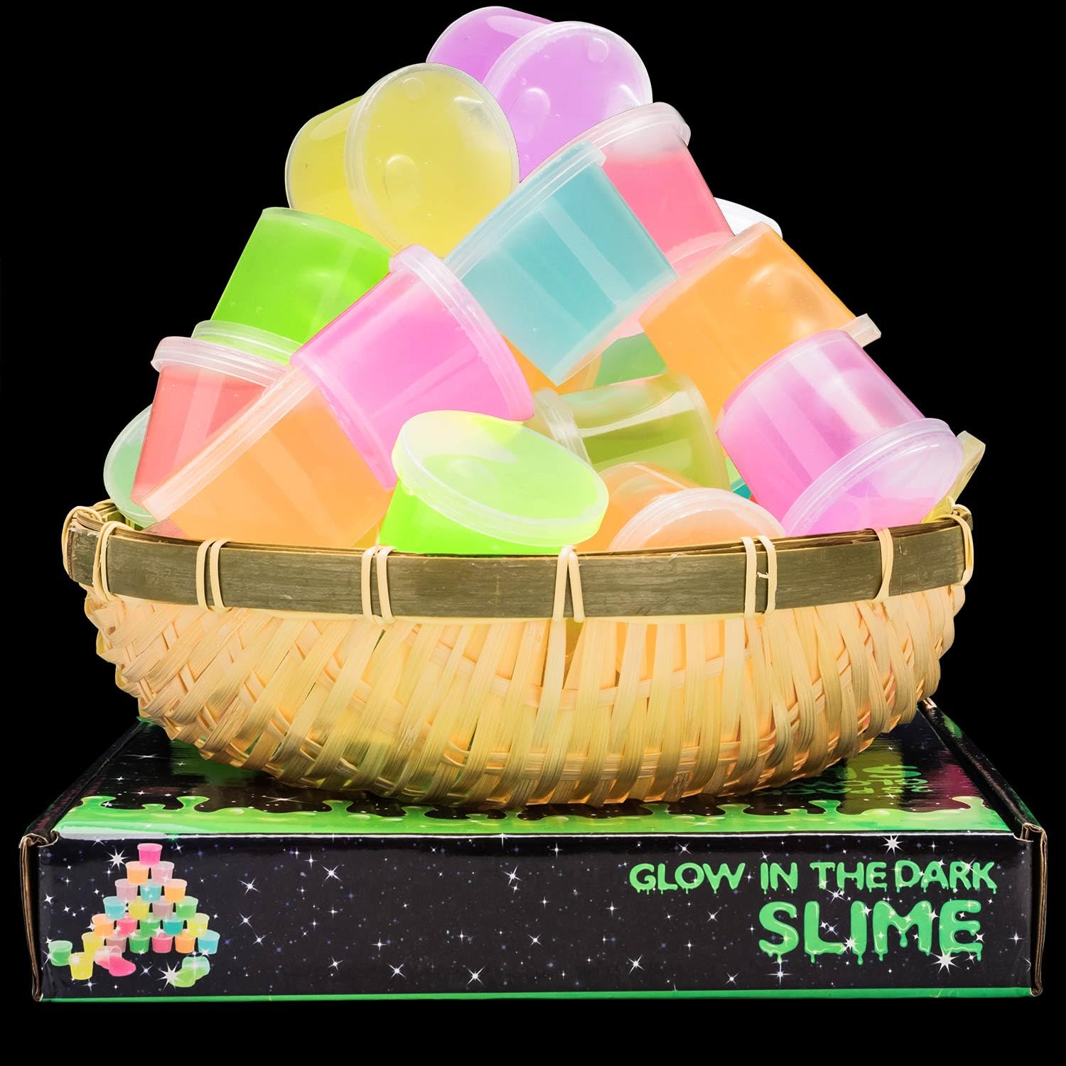 Glow in The Dark Party Supplies - 25 Pack Glow Slime Kit for Girls Boys Idea for Kids Party Favor, Goodie Bag Stuffer, Classroom Prize - Unique Texture and Sensation