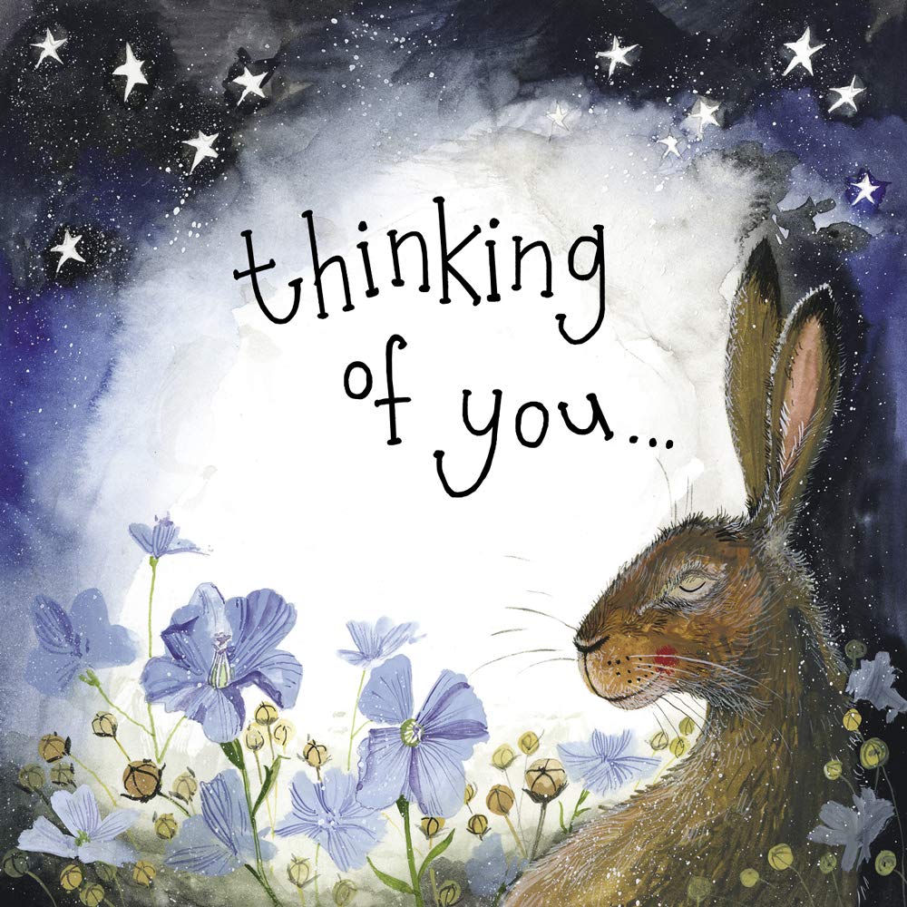 ALEX CLARK Thinking of You Hare Card - Rabbit - Floral - Nature - Plants - Flowers - Sympathy Card - Thoughtful Cards - Designed and Printed in the UK…