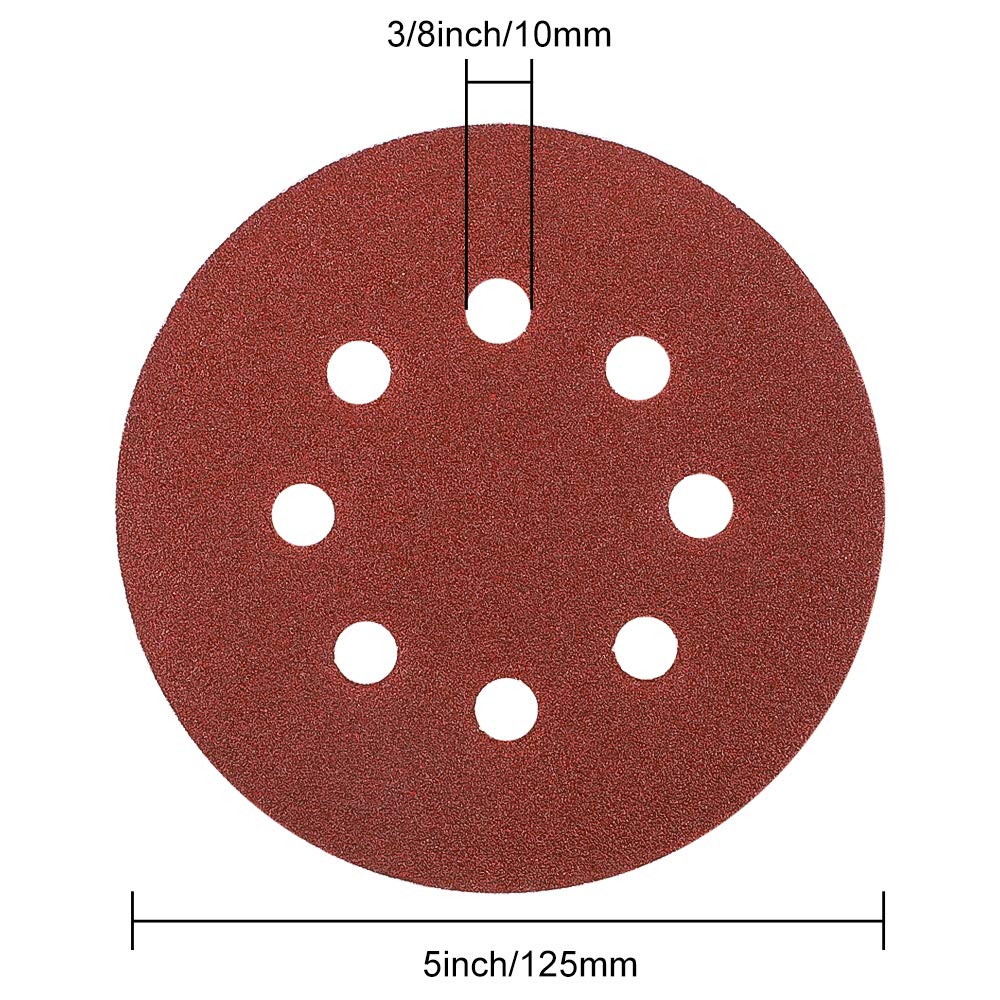 Coceca 160pcs Orbital Sandpaper Sanding Discs 5 Inches 8 Hole Hook and Loop, 20pcs Each 40 80 100 120 150 180 and 10pcs Each 240 320 400 600 Grit Obital Sandpaper, Pack of 160, for Orbital Sander: Industrial & Scientific