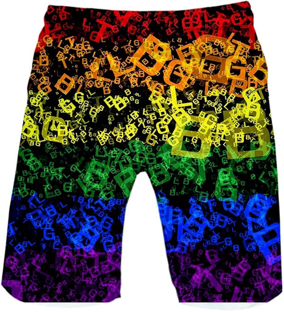 mens rainbow swim trunks