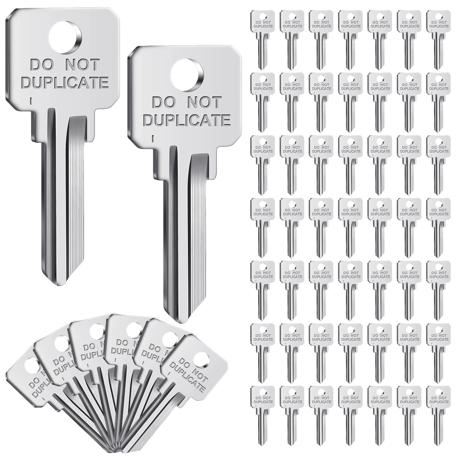 Photo 1 of MorningRo 50 Pcs Do Not Duplicate Key Blanks Metal Key Replacements House Keys Blank Door Lock Replacement Parts (Silver,Kw1)