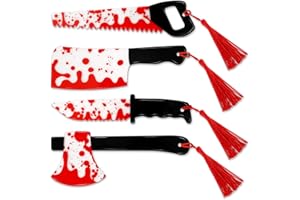 Tuitessine Blood Splatter Knife Halloween Bookmarks Acrylic Book Markers for Horror Creepy Crime Book Lovers Halloween Holiday Gift Ideas, Set of 4