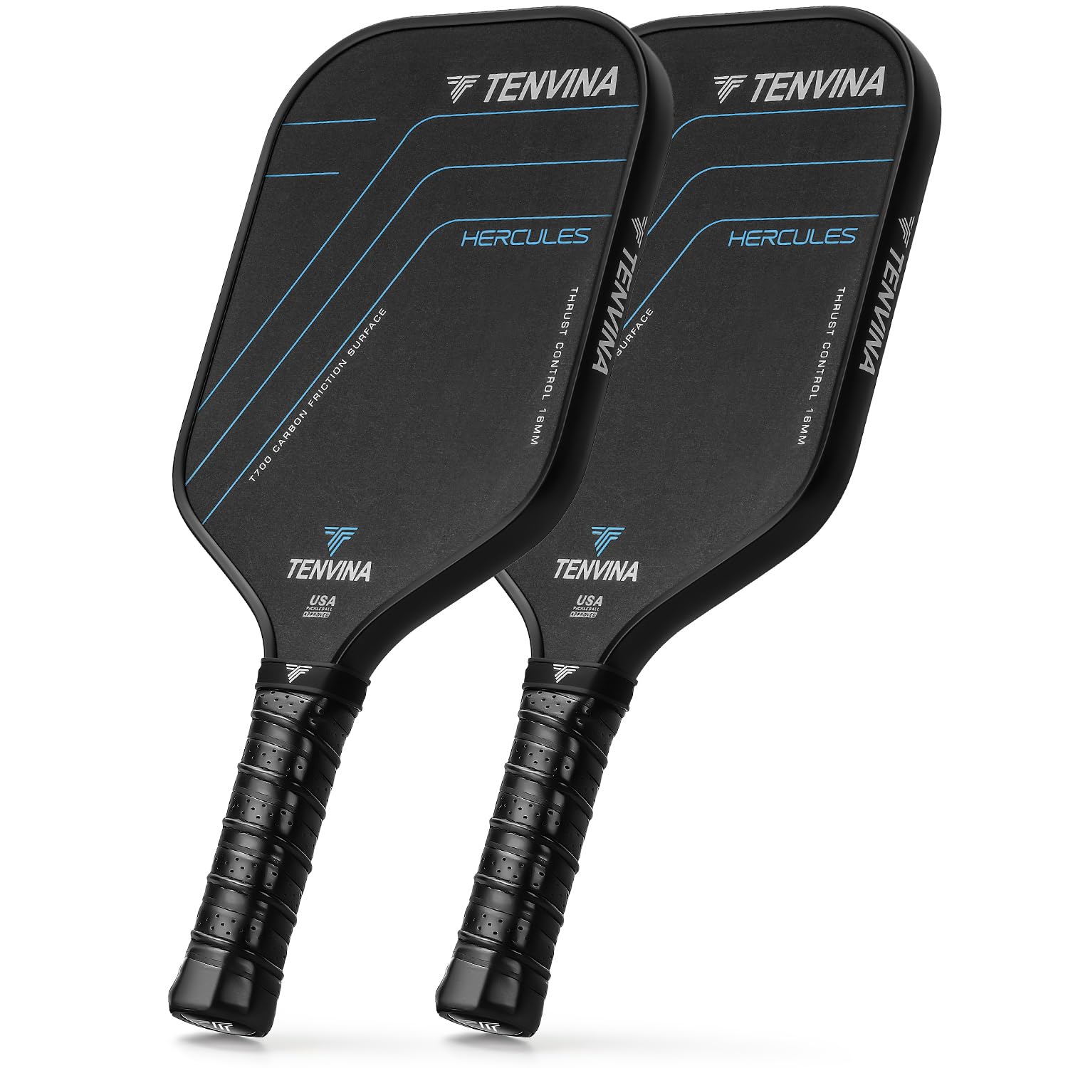 TENVINA Pickleball Paddles Set of 2, Multi-Layer T700SC Textured Carbon Fiber Pickleball Paddle, 16MM Thicknesses Pickle Ball Paddle, Strong Spin & Power Surface of USAPA Approved Pickle Racket Image
