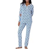 HMPEAIIY Womens Henley Pajamas Set 2 Piece Long Sleeve Monkey Print Lounge Sets Preppy Sleepwear Pjs for Vacation Party