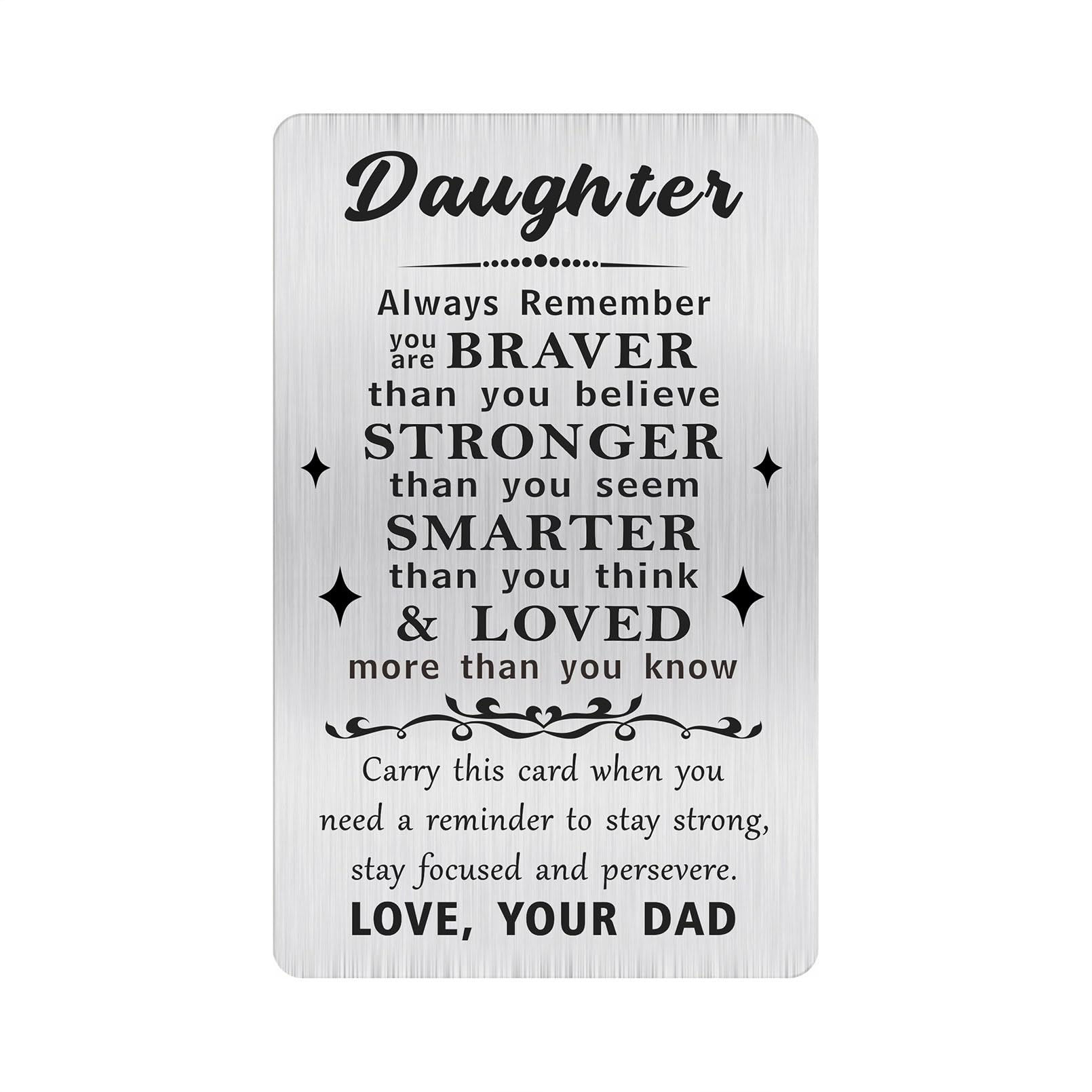Alotozo Daughter Gifts from Dad - Mother's Day Gifts from Dad - Inspirational Stainless Steel Love You Card to Daughter