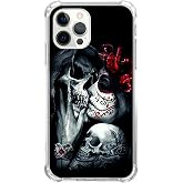 Pumhey Sugar Skull Girl Skeleton Phone Case Compatible with iPhone 15 Pro Max, Cool Kiss Skull Cover for Teens Men Women, Trendy Cool TPU Bumper Case Cover for iPhone 15 Pro Max