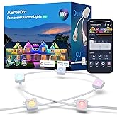 ASAHOM Permanent Outdoor Lights Pro S108B, 100FT with 72 RGBCW LED Light, 70lm White, WLED Integrated, AI Lighting, 30000 Dynamic Effect, IP67 Waterproof for Outdoor Decor and Daily Lighting, White