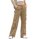 Lepunuo Womens Cargo Pants High Waisted Casual Pants Baggy Stretchy Wide Leg Y2k Streetwear with 8 Pockets