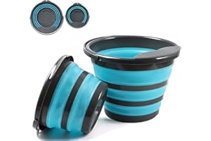 Collapsible Cleaning Bucket, 【2 Pack】Space Saving Outdoor Gardening Foldable Plastic Bucket w/Removable Filter, Durable BPA F