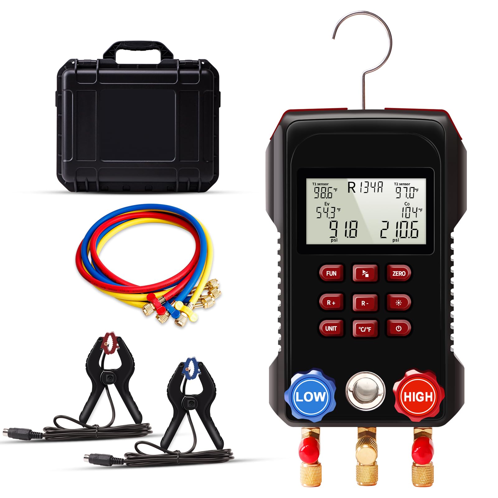 Photo 1 of (see all images) Digital Manifold Gauge, Digital AC Gauge Set SIMBOW AMF-300 HVAC Gauges with Strong Performance 3000 Psi Air Hose