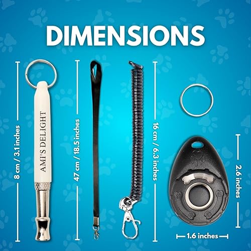 thumbnail image 2 of Dog Whistle To Stop Barking Neighbors Dog Ami's Delight Dog Whistle Set Of 5 | 2PCS Premium Quality Adjustable Dog Whistles With 2 Black Lanyards And A Dog Clicker | Ultrasonic Dog 2 of 13