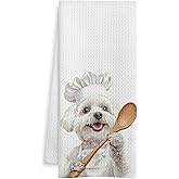 WOTYPU Bichon Frise Gifts Kitchen Towels, Gifts for Dog Lovers Dish Tea Towel, Bichon Frise Gift Decorative Hand Towels for Kitchen Bakery Decor, Dog Mom Dad Gifts, 16x24 Inch