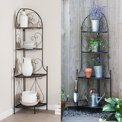 Finley Home Brixton Corner Indoor/Outdoor Folding Bakers Rack