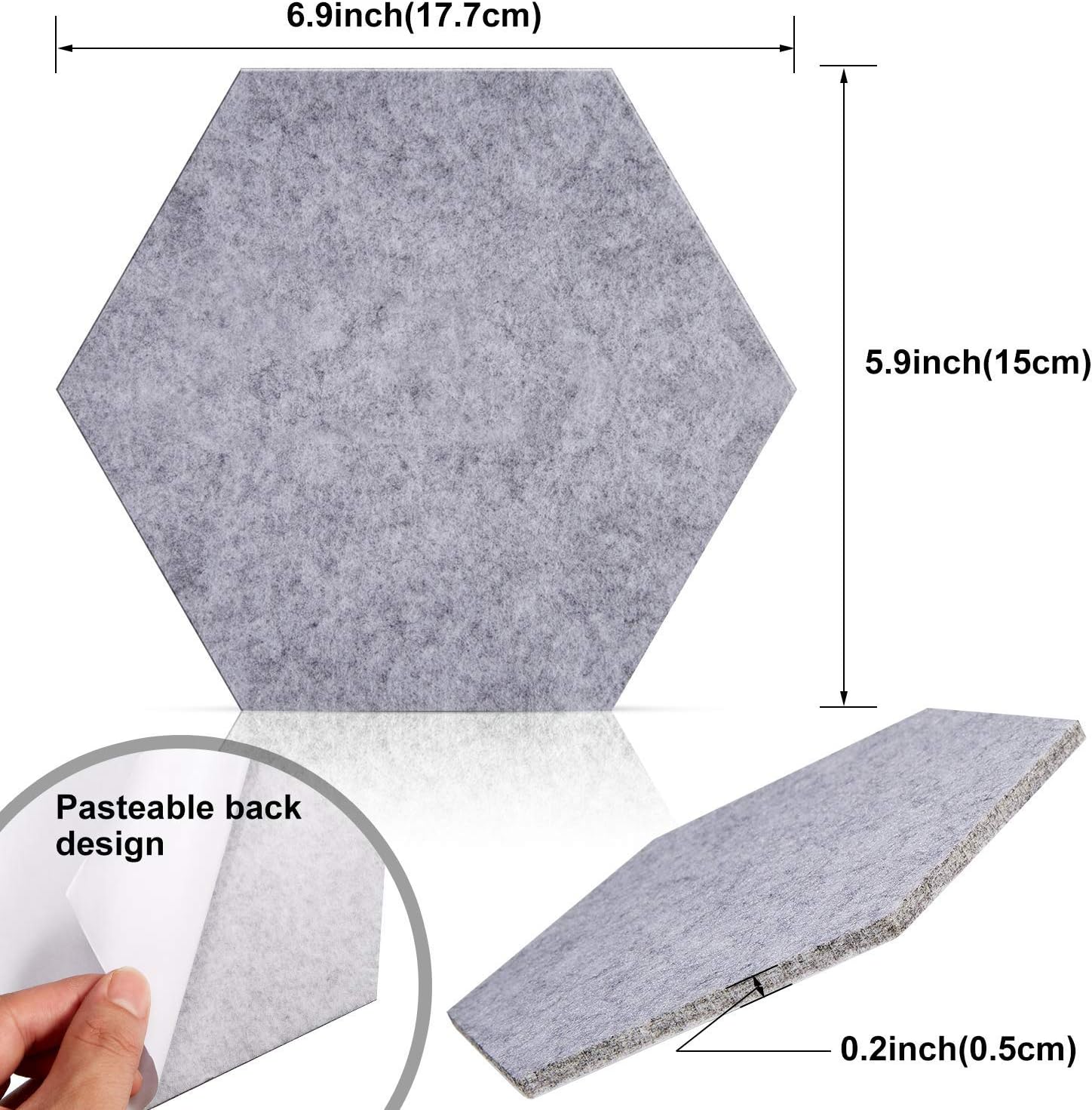 10 Packs Pin Board Hexagon Felt Board Tiles Bulletin Board Memo Board with 20 Pieces Push Pins - Image 3