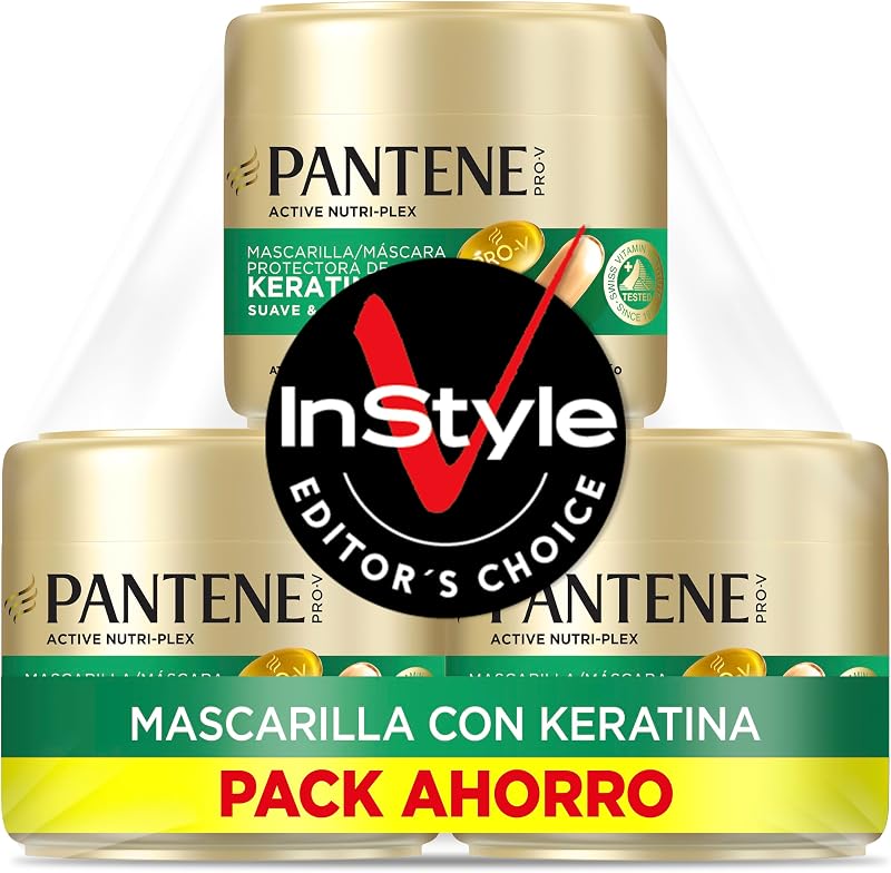 Pantene pro-v máscara protetora de queratina suave e suave 3x300ml para cabelos crespos e secos. até 72 horas de cabelo macio e brilhante em apenas uma utilização