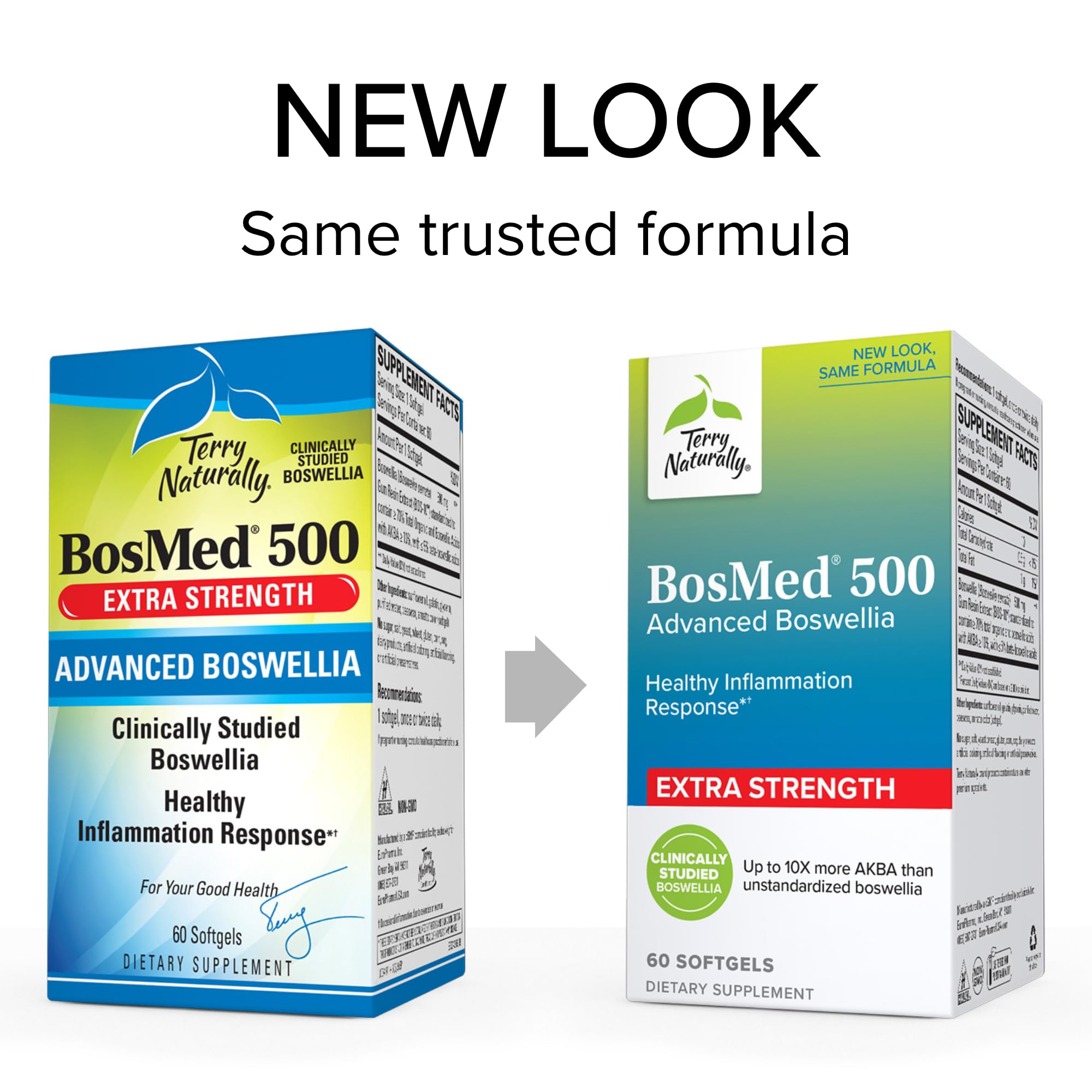Terry Naturally BosMed 500 - Boswellia Serrata Extract Supplement - Dietary Supplement for Healthy Lung Support - Herbal Supplement Formula - 60 Softgels
