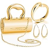 Quelay 3 Pcs Clutch Purse Jewelry Set for Women Purse Accessories Statement Jewelry Sets Formal Acrylic Evening Bag Bracelet Earrings for Formal Wedding Prom Valentine's Day