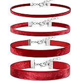 Tondiamo 4 Pcs Velvet Chokers for Women Set Adjustable Choker Necklace Gothic Punk for Christmas Birthday Jewelry Gift