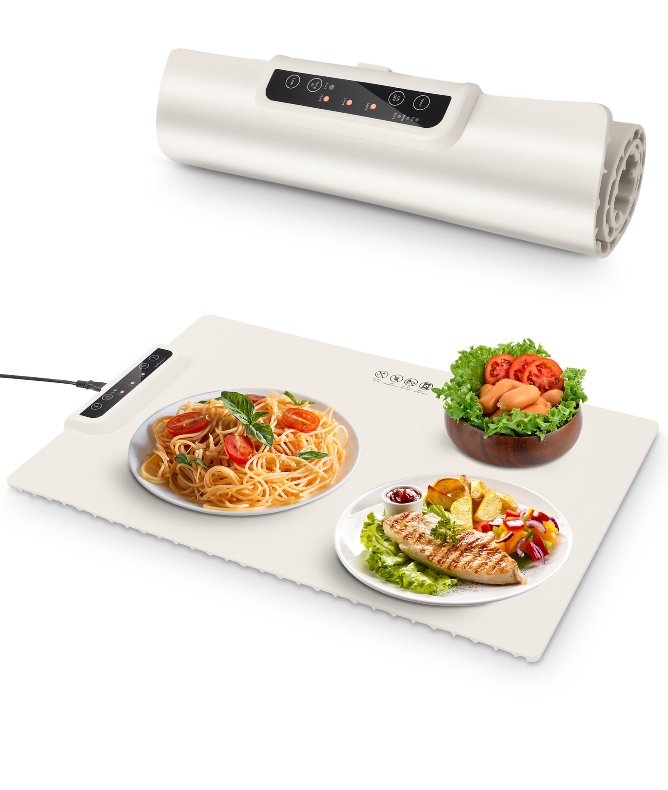 Photo 1 of Food Warming Mat, Portable Warming Mat with 3 Temperature Settings, Roll Up Silicone Food Warmer for Buffets Party, Travel, Daily Lives