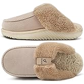 COFACE Womens Memory Foam Cushion Slippers Warm Cozy Fuzzy Faux Fur House Shoes Moccasin Indoor Outdoor With Arch Support Rubber Sole
