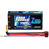 Zeee 2S Shorty Lipo Battery 5000mAh 7.4V 100C Hard Case with 4mm Bullet to Deans Connector for RC 1/10 Scale Vehicles Car Tru