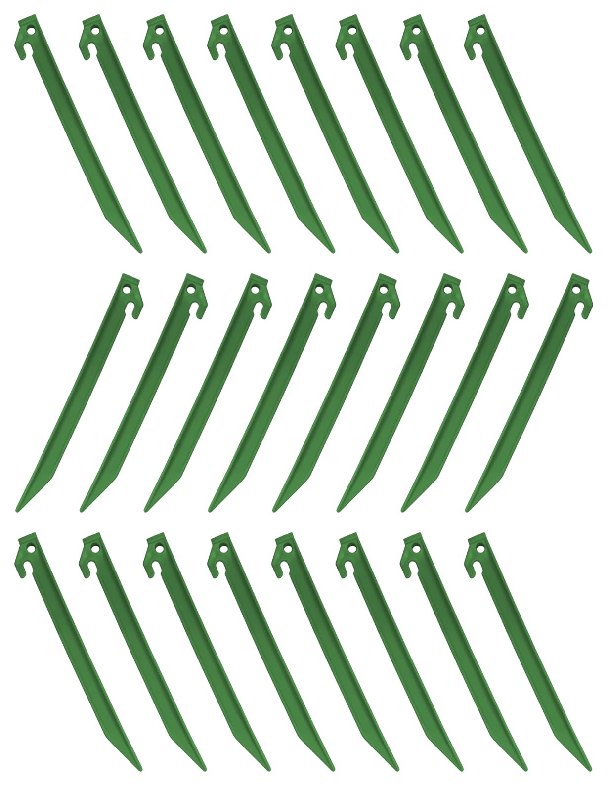24 Packs 230mm (9") Plastic Tent Pegs, Garden Landscape Pegs, Awning Stake, Camping Caravan Set (Green)