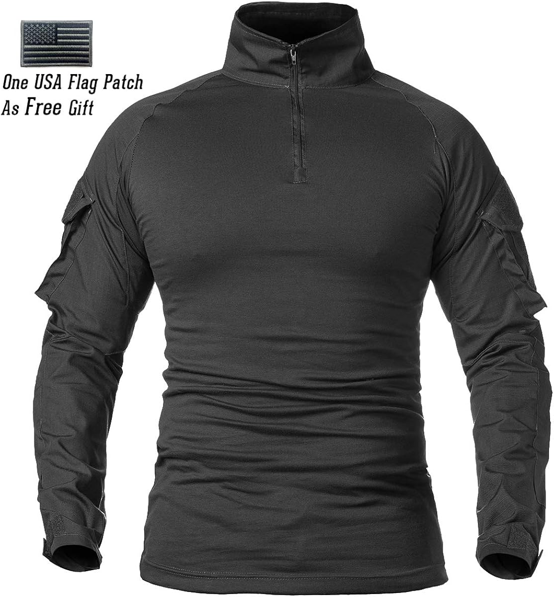 ReFire Gear Men's Military Tactical Army Combat Long Sleeve Shirt Slim Fit Camo T-Shirt with 1/4 Zipper: Clothing
