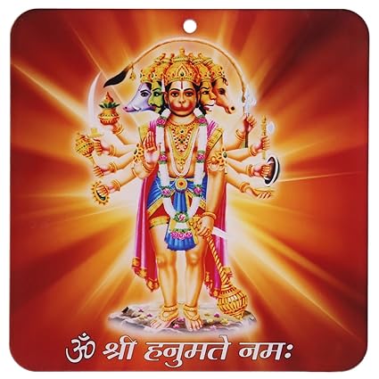 Prabhu Samaksh Panchmukhi Hanuman Wall Frame for South, South-West Main Door, Vastu Dosh Rectification - (Acrylic, Multicolour)