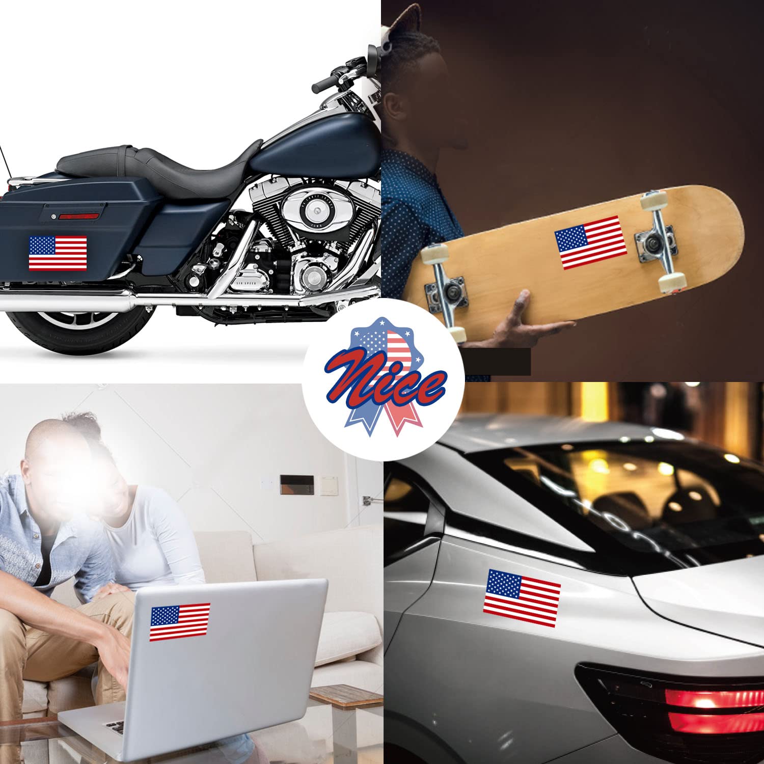 American Flag Decal,3pcs USA Flag Decal Sticker, Reflective Car Stickers for Cars/Trucks - Support US Military