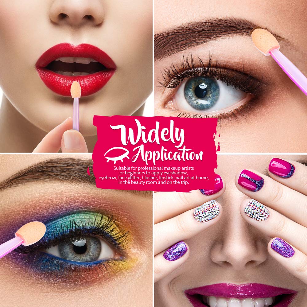 12 PCS Disposable Eyeshadow Brush, FANDAMEI Dual Sides Eyeshadow Sponge Applicators, Double Ended Oval Makeup Brush Tool: Beauty