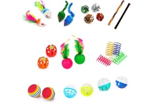 iCAGY 24-Piece Cat Toys Kit: Crinkle Balls, Bell Mice, Spring Toys - Assorted Colors for Indoor Cats Kittens