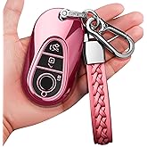 Autophone for Mercedes Benz Key Fob Cover with Keychain Soft TPU 360 Degree Protection Key Shell Case for 2020-2025 Mercedes Benz S-Class G-Class E-Class(Pink)…