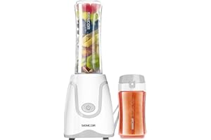 Sencor SBL2200WH 300W Smoothie Blender with 2 Impact Resistant BPA Free Bottles, White