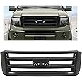 KUAFU Front Grille Grill Compatible with 2007-2014 Ford Expedition Replacement for 7L1Z-8200-CPTM FO1200496 Bumper Upper Hood Grille -Dark Gray