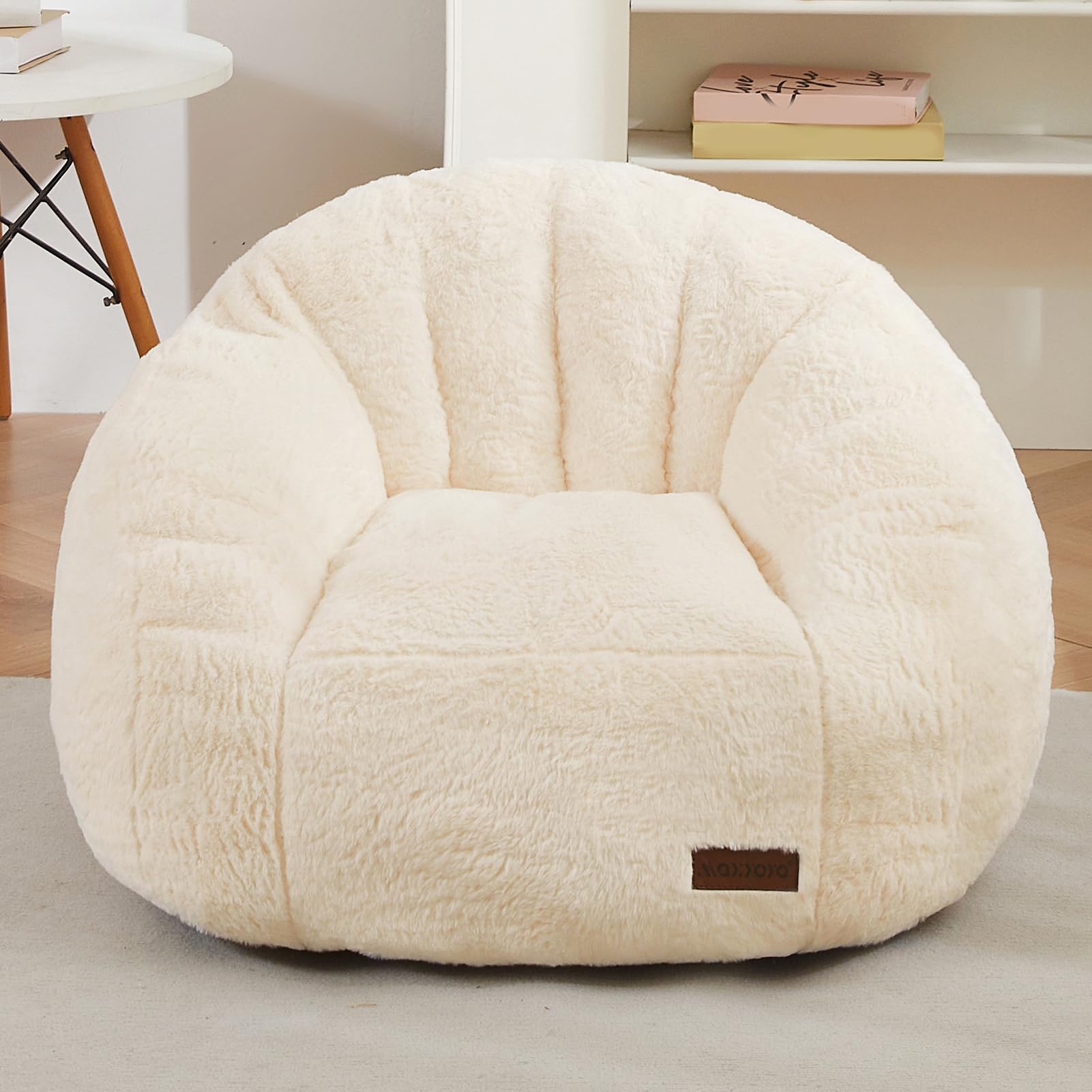 Photo 1 of MAXYOYO Bean Bag Chair for Kids, Shell Shaped Bean Bag Couch for Boys and Girls, Toddler Chair Bean Bag Sofa for Playroom, Nursery Room, Beige