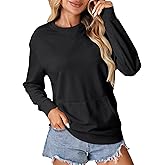 OPOIPIN Women's Crew Neck Casual Long Sleeve with Pocket Sweatshirt Pullover Tops