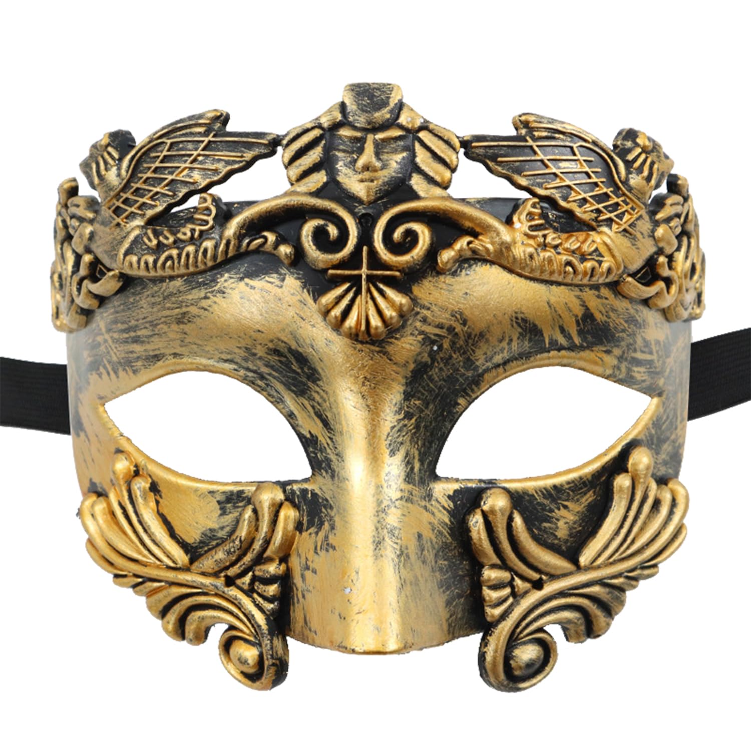 Lezevn Roman Greek Man Mask - Venetian Mask for Men, Mardi Gras (Gold) — image 1
