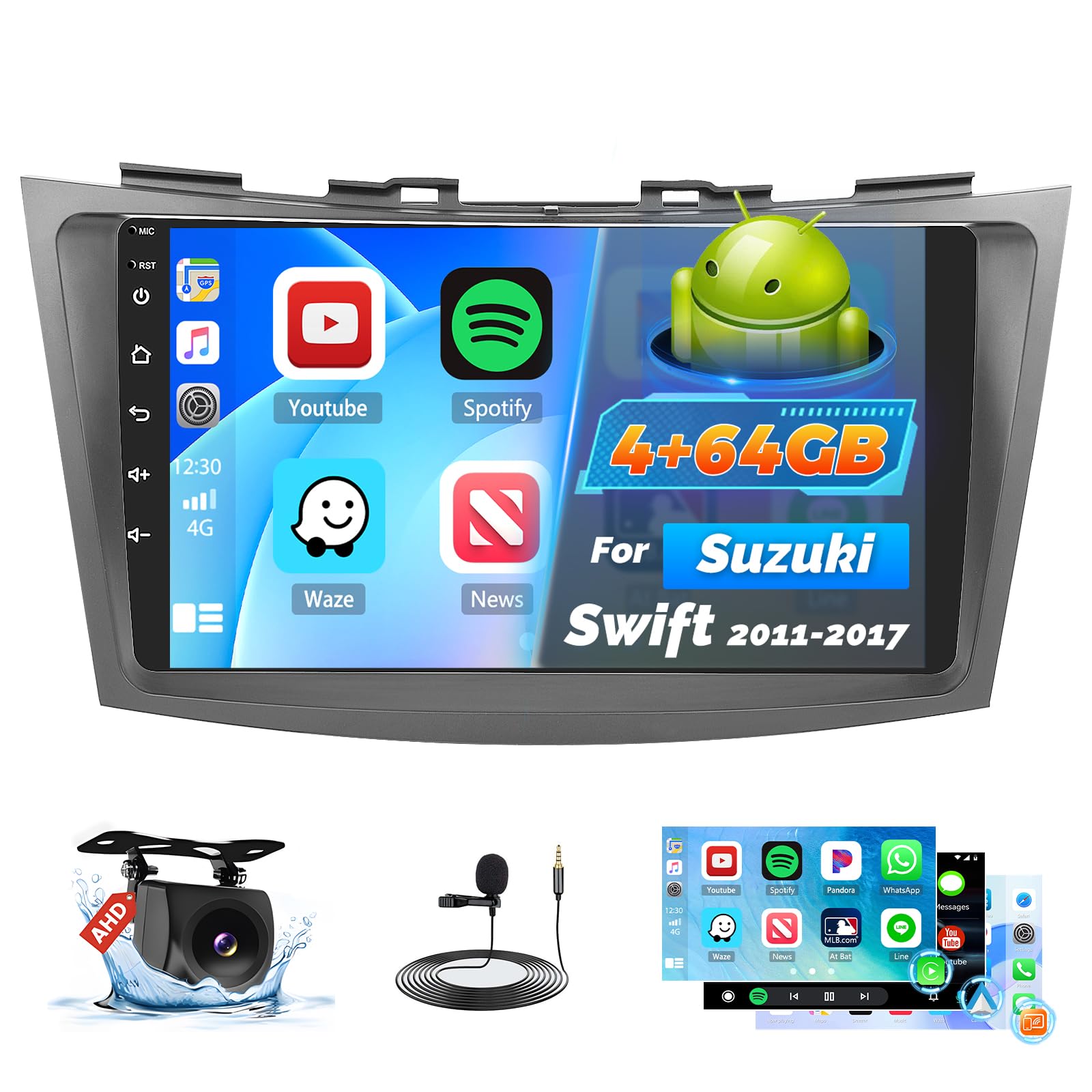 Photo 1 of Car Radio for Suzuki Swift 2011-2017, Android 15 Car Stereo Wireless Carplay, Roinvou 9 inch Touch Screen for Swift Bluetooth Radio with 5G WiFi Bluetooth 5.0 32EQ 1280 * 720 4+64G