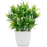 OFFIDIX Faux Plants Mini Potted Plastic Fake Green Plant Artificial Plants Aloe with White Square Pots for Home Decor (White Square Plastic Pots)