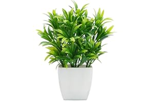 OFFIDIX Faux Plants Mini Potted Plastic Fake Green Plant Artificial Plants Aloe with White Square Pots for Home Decor (White Square Plastic Pots)