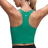 CRZ YOGA Butterluxe Racerback Crop Tank Tops for Women - Padded Y-Back Longline Sports Bras Scoop Neck Workout Yoga