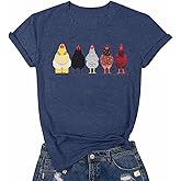 Chicken Tshirt Mom Cute T Shirts Womens Short Sleeves Farm Country Casual Tee Tops