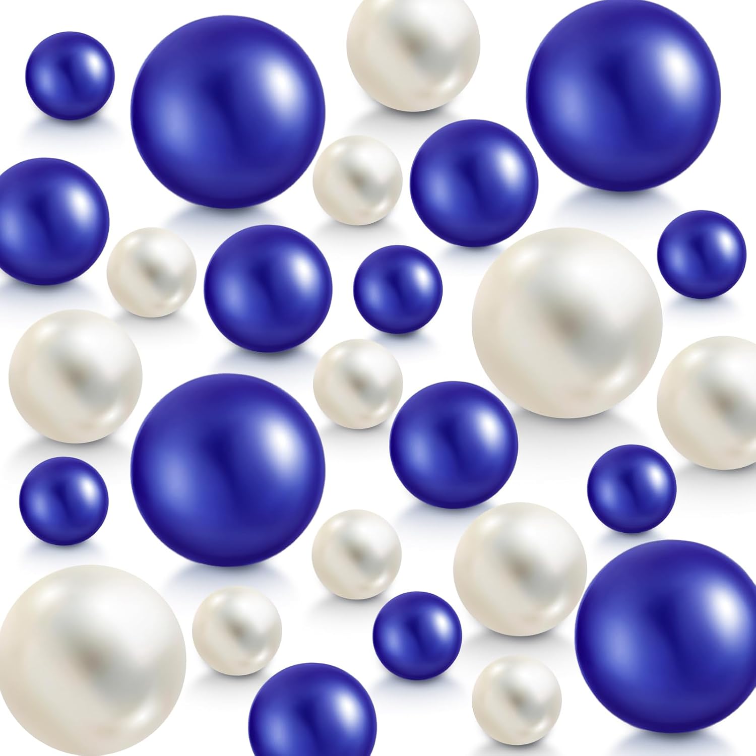 Vase Fillers - 200 Pieces Pearl for Vase Filler and 5000 Transparent Water Gels No Hole Decorative Beads for Wedding Centerpiece Home Table Decor (Creamy White, Royal Blue)