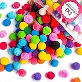 Adeweave 1 Inch 300 Pom poms – Soft and Fluffy Craft Pom Pom Balls – Multicolor Craft Supplies Pompoms for Arts and Crafts in