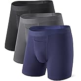 DAVID ARCHY Mens Underwear Cotton Boxer Briefs with Pouch Ultra Moisture Wicking Breathable Soft with Horizontal Fly 3 Pack
