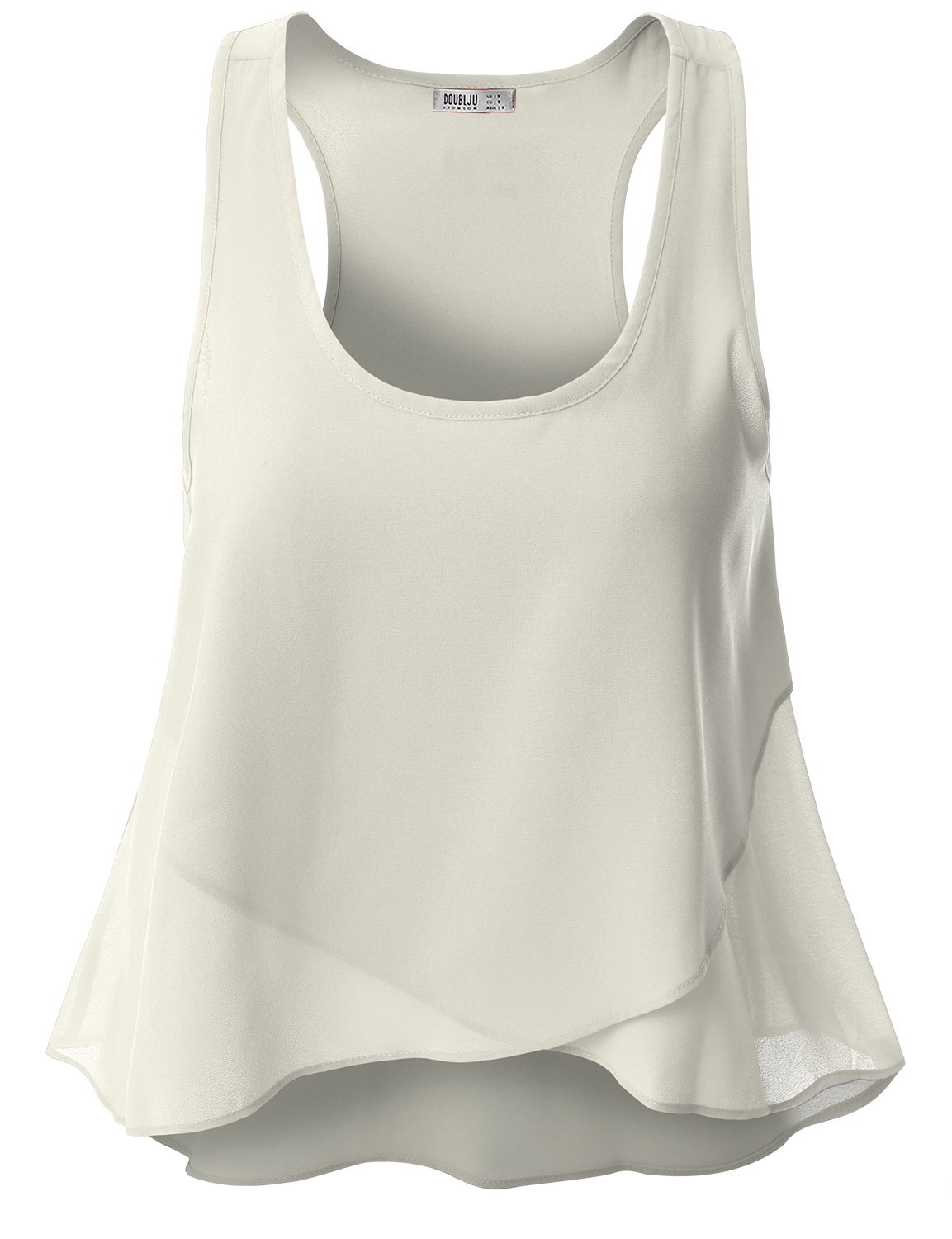 Doublju Sleeveless Layered Flare Chiffon Tank