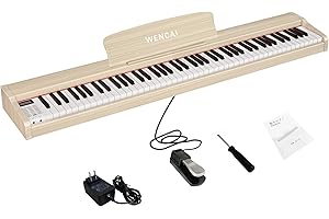 WENCAI 88 Keys Digital Piano Keyboard, Full Size Electric Pianos for Beginners, Portable Wooden electronic Piano with Pedal, Support USB MIDI (beige)
